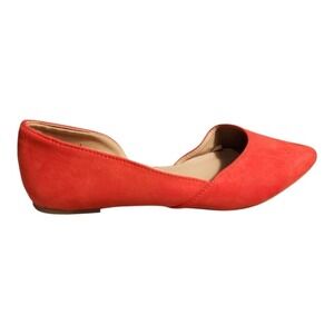 Charlotte Russe D'Orsay Flats Women Sz 8 Orange Pointed Toe Chic Vibrant Summer